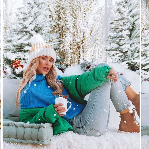 NEW Ready Set Snow Turtleneck Knit Sweater - Blue Size Large - Picture 5 of 10